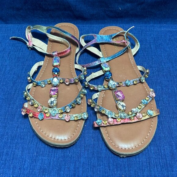 Candies Camilos women’s multicolored jeweled sandals SZ 10 MED - Picture 1 of 5